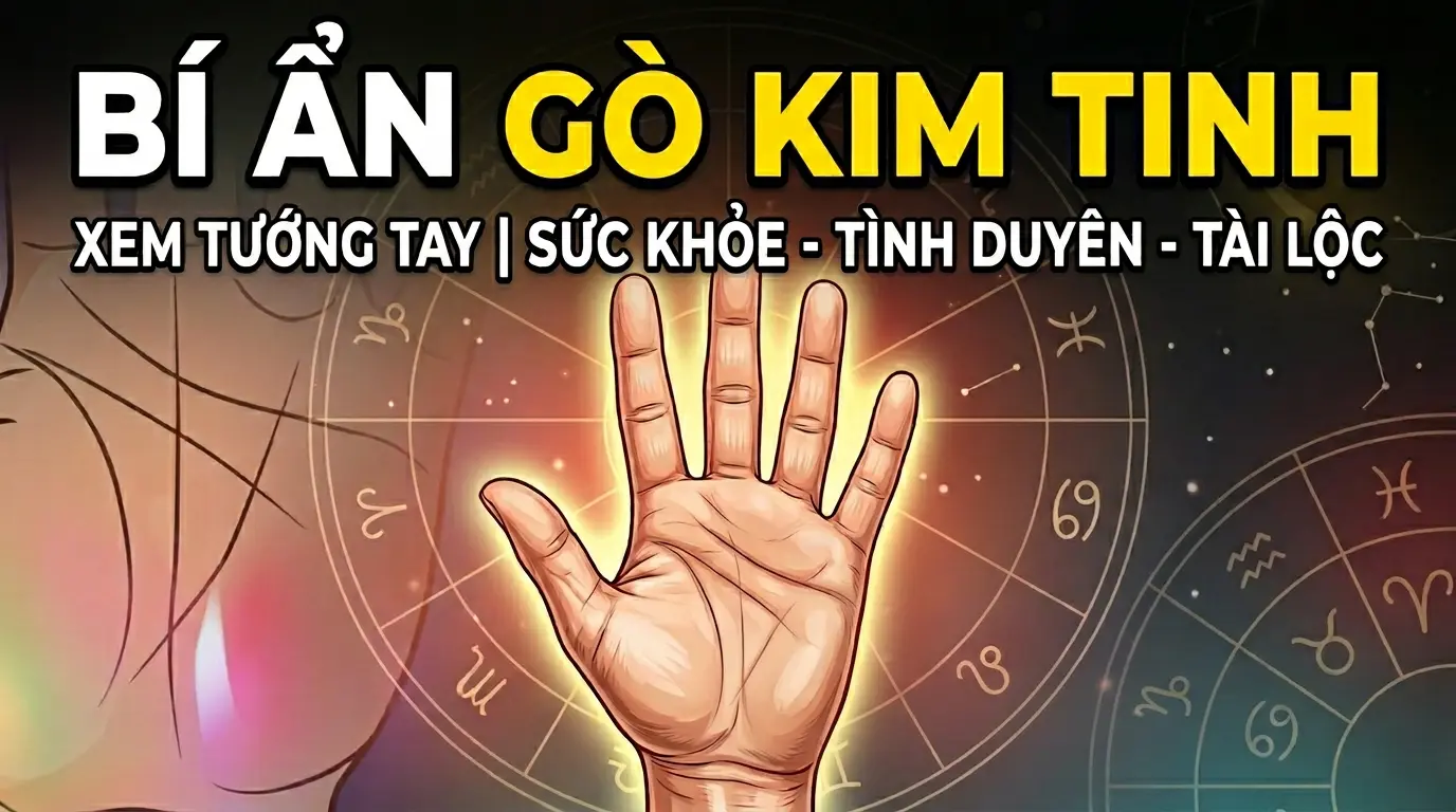 Khám phá ý nghĩa Gò Kim Tinh trong xem chỉ tay: vị trí, hình thái, màu sắc và mối liên hệ với Đường Sinh Đạo, Đường Định Mệnh. Luận giải chuyên sâu từ Tuệ Linh – Huyền Học Phương Đông.