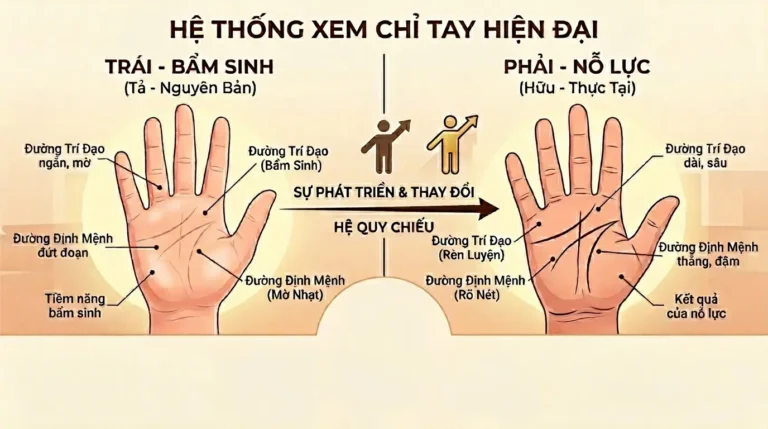 Xem Chỉ Tay: Nên Xem Tay Trái Hay Tay Phải? Giải Mã Quy Tắc "Bẩm Sinh & Thực Tại"